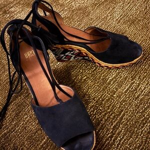 CAbi Black Wedges with Colorful Espadrille